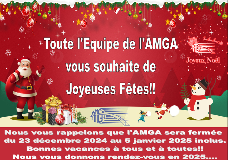 🎅🎊Toute l'Equipe de l'AMGA vous souhaite de Joyeuses Fêtes de fin d'année!!!!🎊🎅